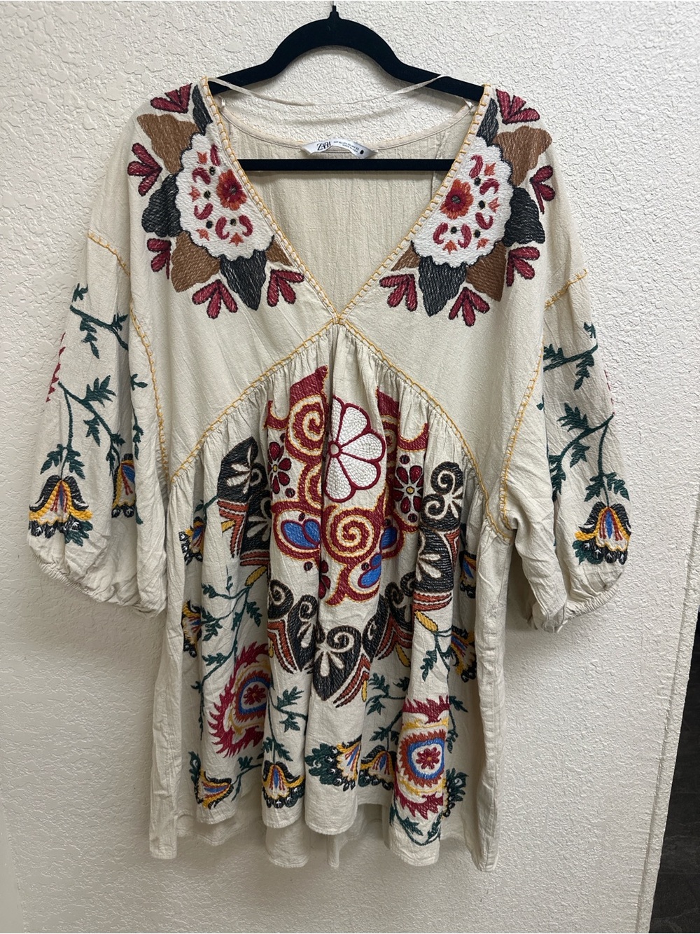 Zara Embroidered Bohemian Tunic Dress - Picture 2 of 5
